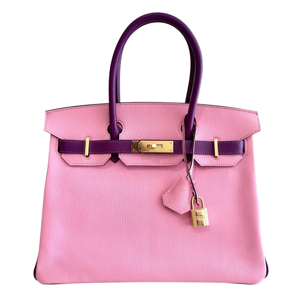 Hermes Birkin 30 Special Order Bubblegum Pink Anemone Purple Chevre Gold HWR